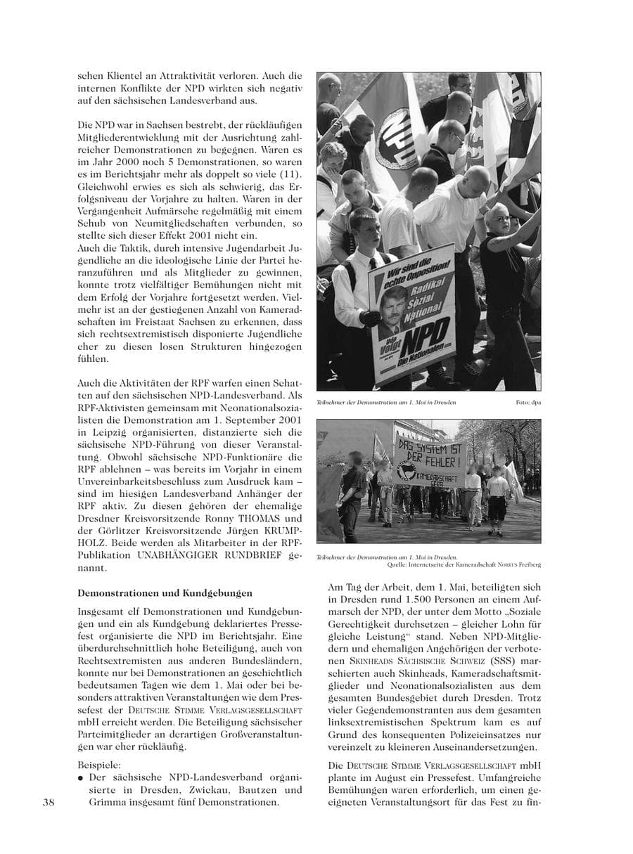 Seite 40 des Verfassungsschutzbericht 2001 Sachsen