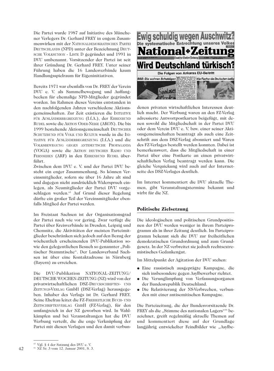 Seite 44 des Verfassungsschutzbericht 2001 Sachsen