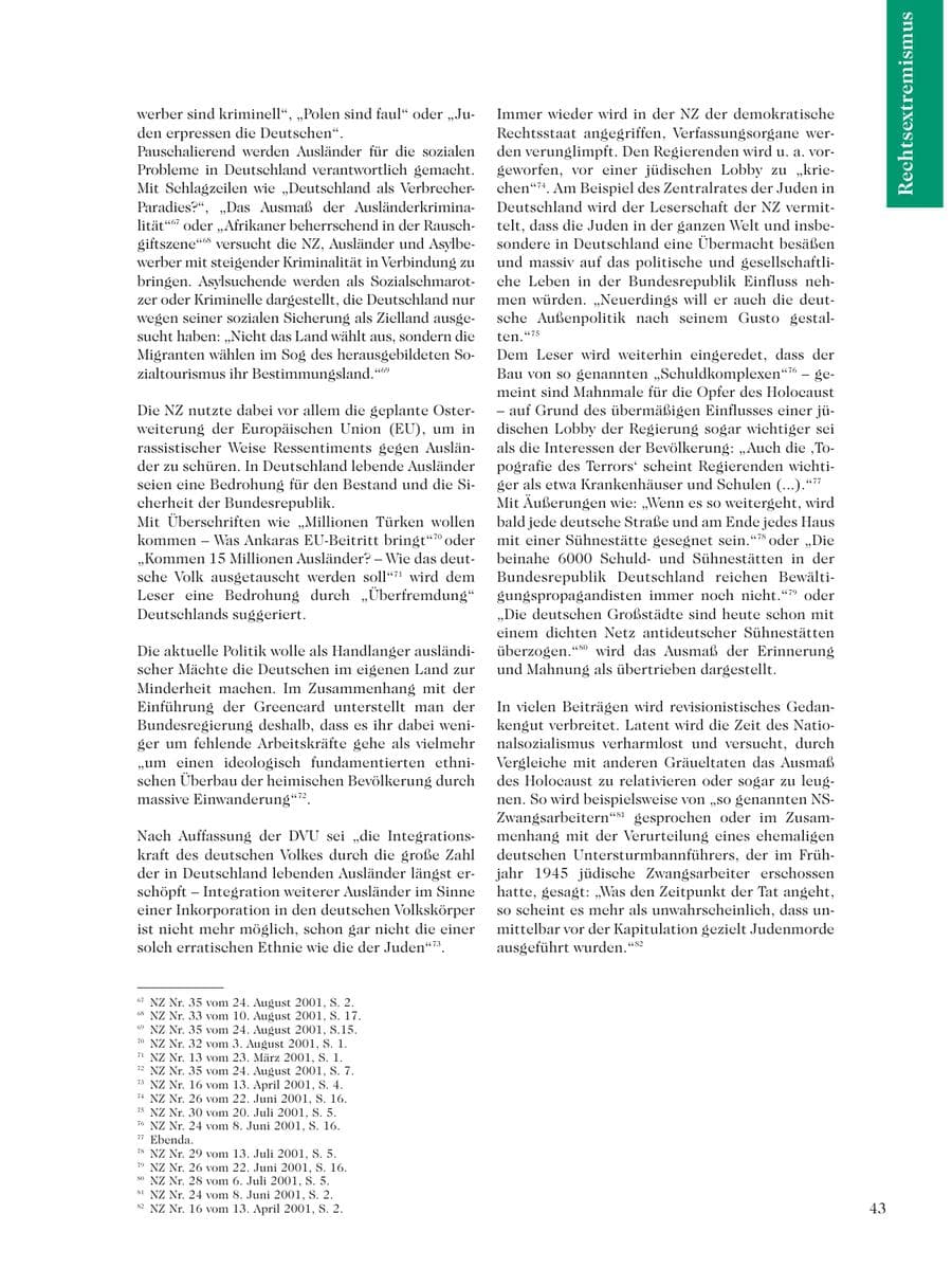Seite 45 des Verfassungsschutzbericht 2001 Sachsen