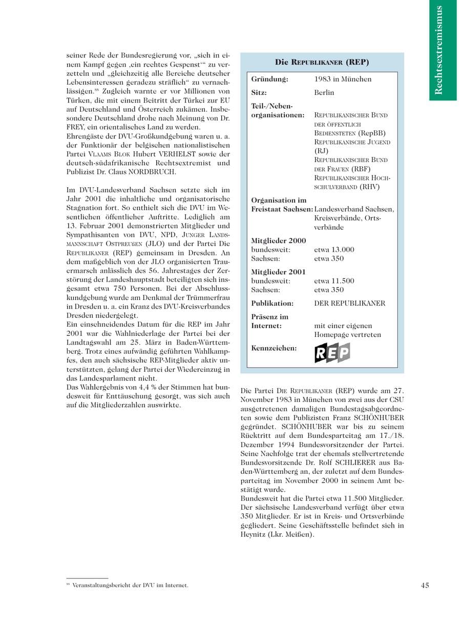 Seite 47 des Verfassungsschutzbericht 2001 Sachsen