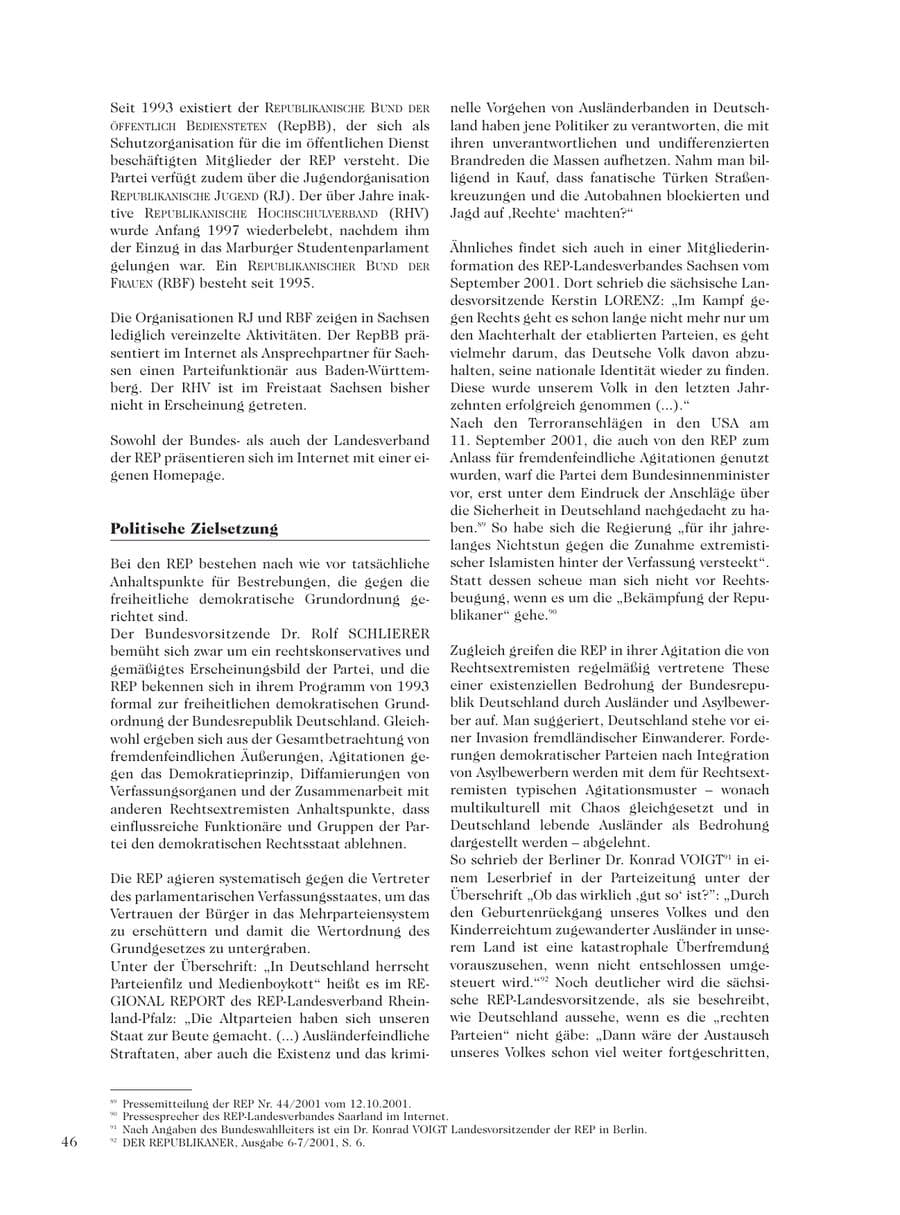 Seite 48 des Verfassungsschutzbericht 2001 Sachsen