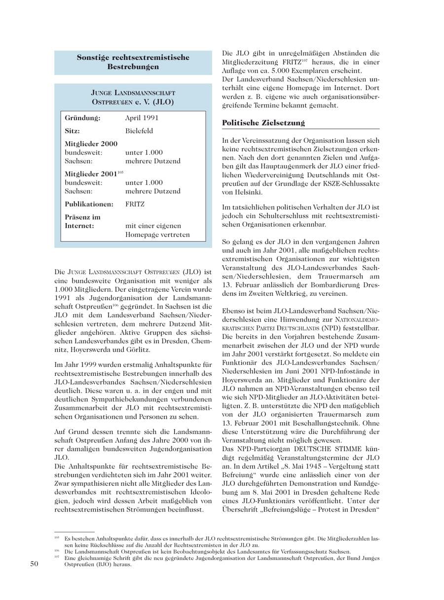 Seite 52 des Verfassungsschutzbericht 2001 Sachsen
