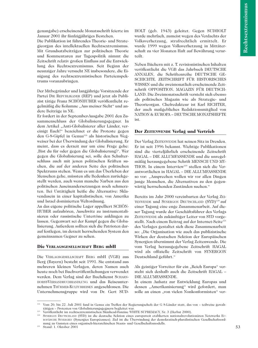 Seite 55 des Verfassungsschutzbericht 2001 Sachsen