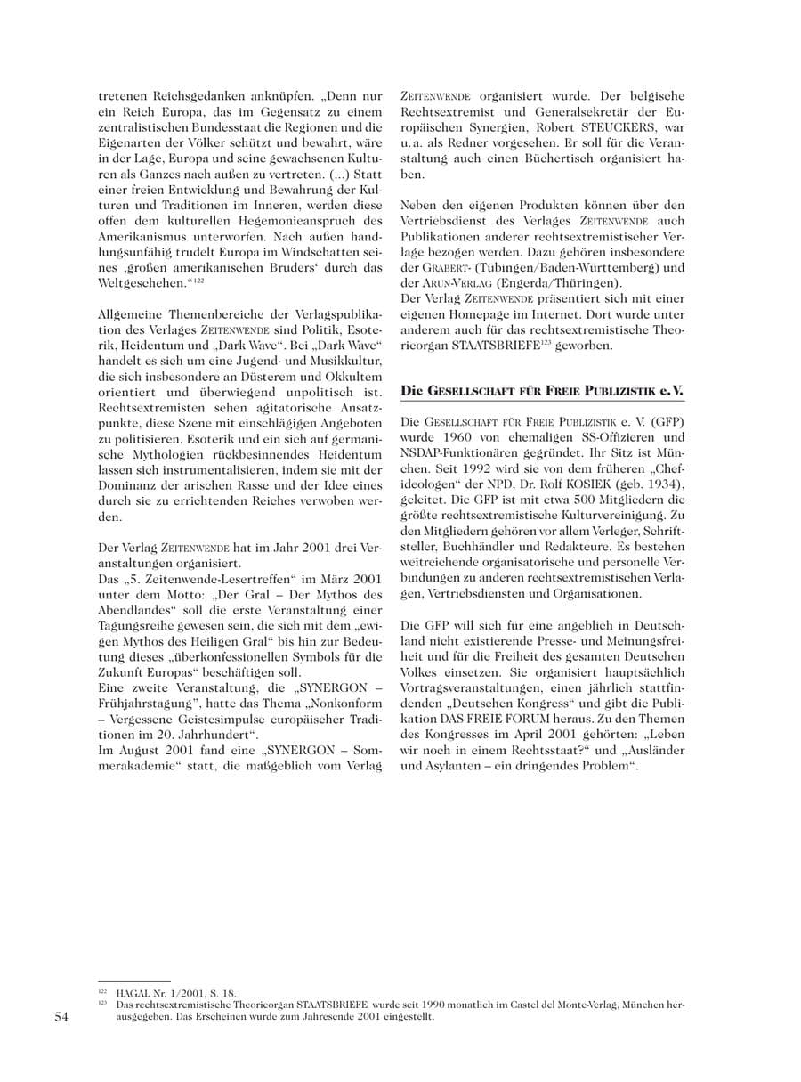 Seite 56 des Verfassungsschutzbericht 2001 Sachsen