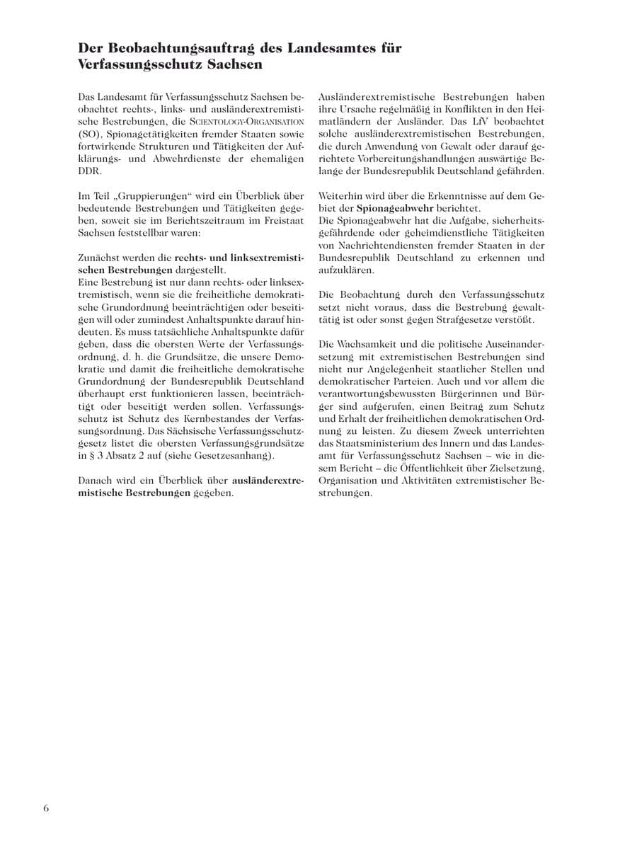 Seite 8 des Verfassungsschutzbericht 2001 Sachsen
