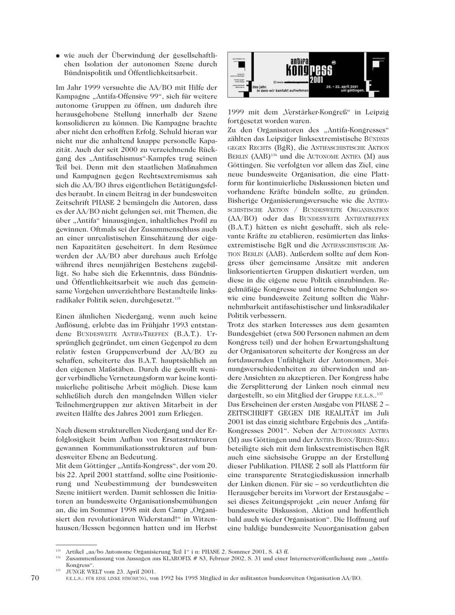 Seite 72 des Verfassungsschutzbericht 2001 Sachsen