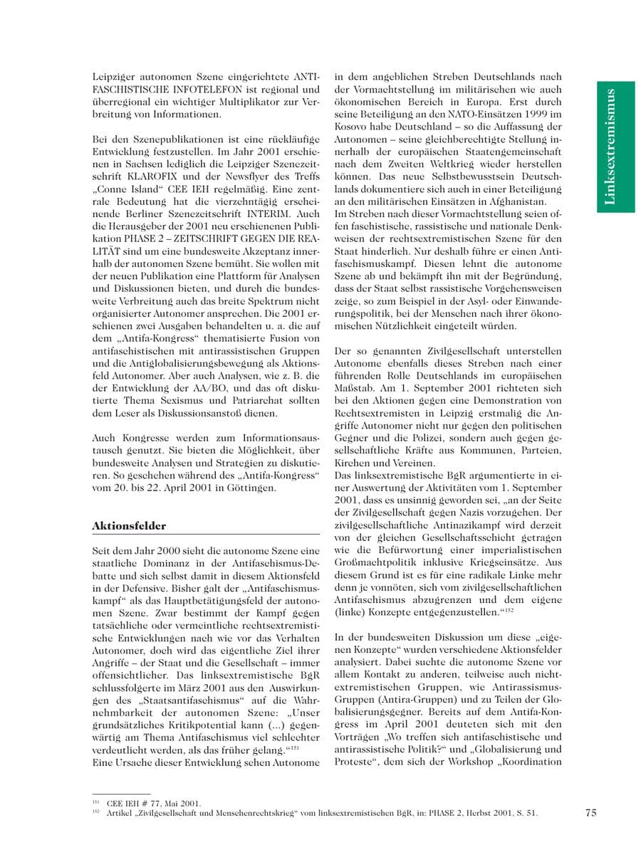 Seite 77 des Verfassungsschutzbericht 2001 Sachsen
