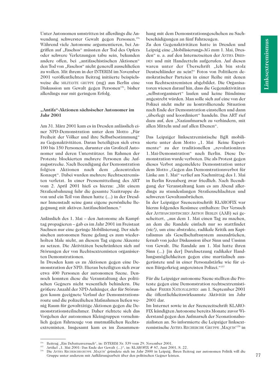 Seite 79 des Verfassungsschutzbericht 2001 Sachsen