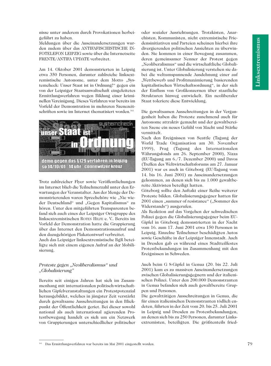 Seite 81 des Verfassungsschutzbericht 2001 Sachsen