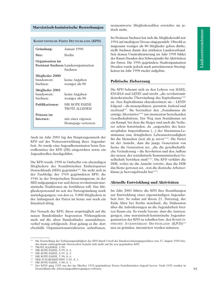 Seite 83 des Verfassungsschutzbericht 2001 Sachsen