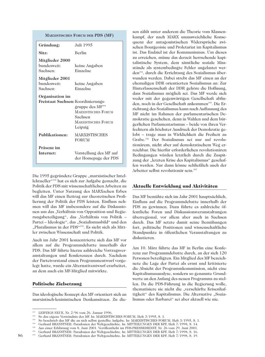 Seite 88 des Verfassungsschutzbericht 2001 Sachsen