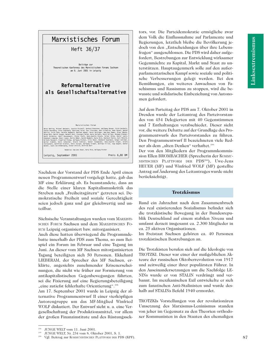 Seite 89 des Verfassungsschutzbericht 2001 Sachsen
