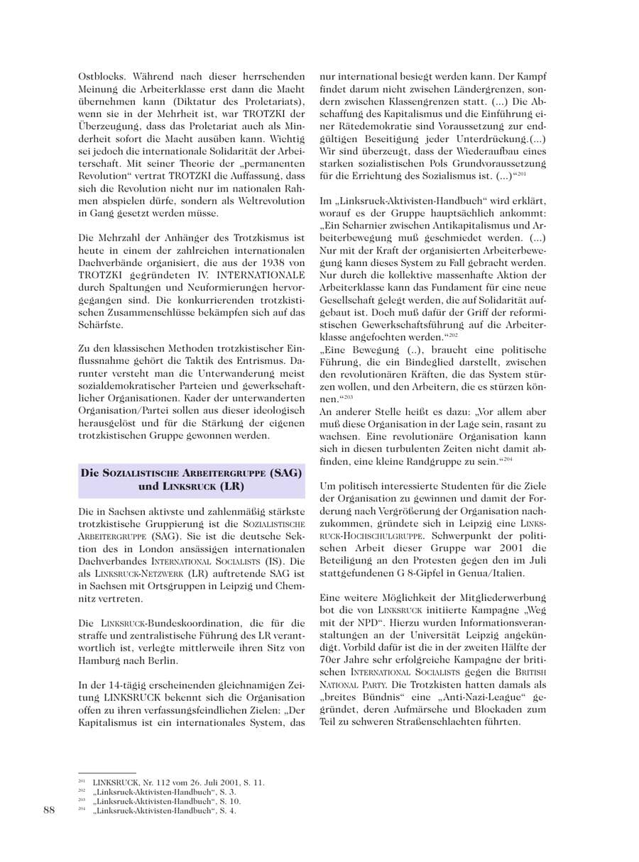 Seite 90 des Verfassungsschutzbericht 2001 Sachsen