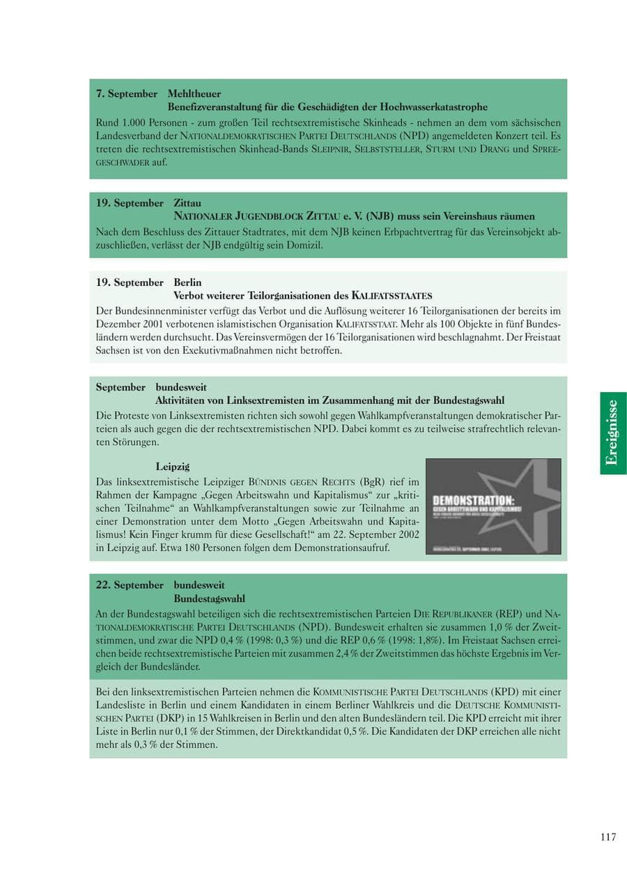 Seite 119 des Verfassungsschutzbericht 2002 Sachsen