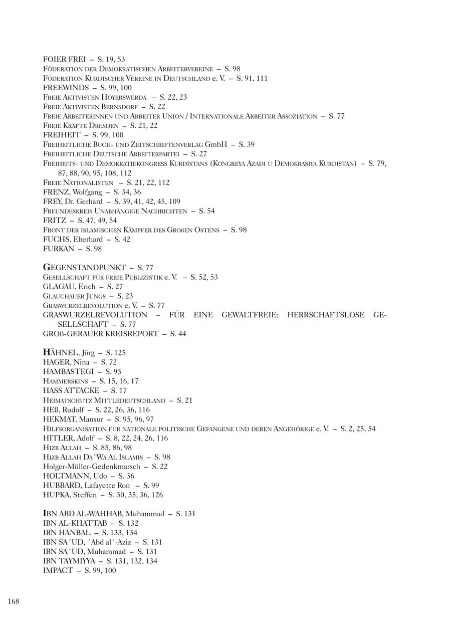 Seite 170 des Verfassungsschutzbericht 2002 Sachsen