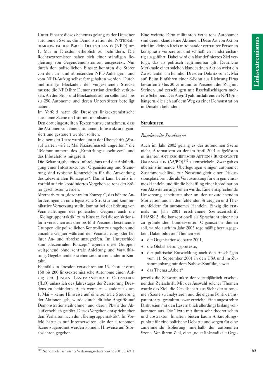 Seite 67 des Verfassungsschutzbericht 2002 Sachsen