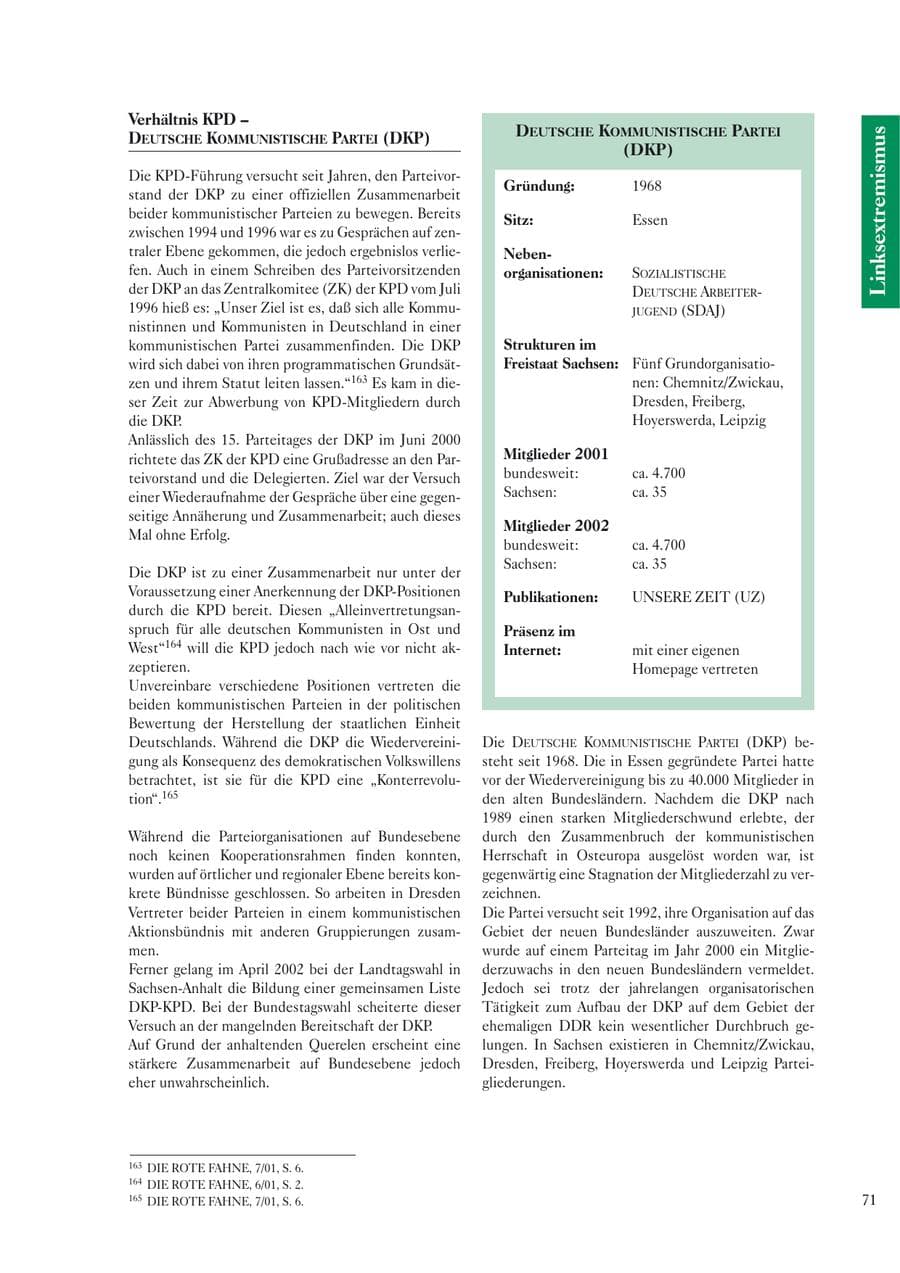 Seite 73 des Verfassungsschutzbericht 2002 Sachsen