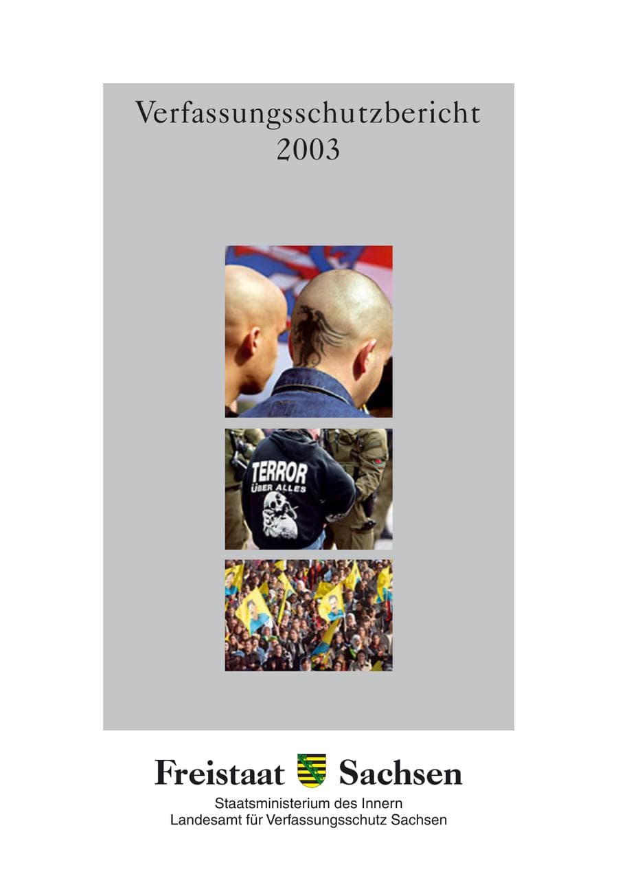 Seite 1 des Verfassungsschutzbericht 2003 Sachsen
