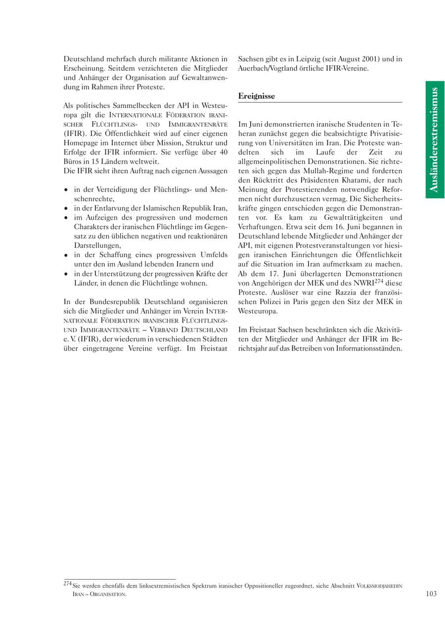 Seite 104 des Verfassungsschutzbericht 2003 Sachsen