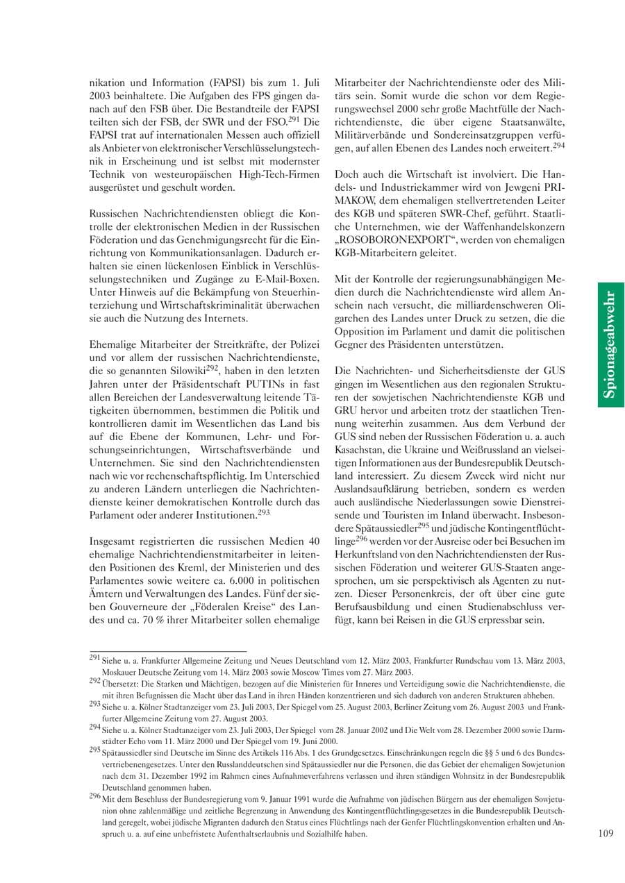 Seite 110 des Verfassungsschutzbericht 2003 Sachsen