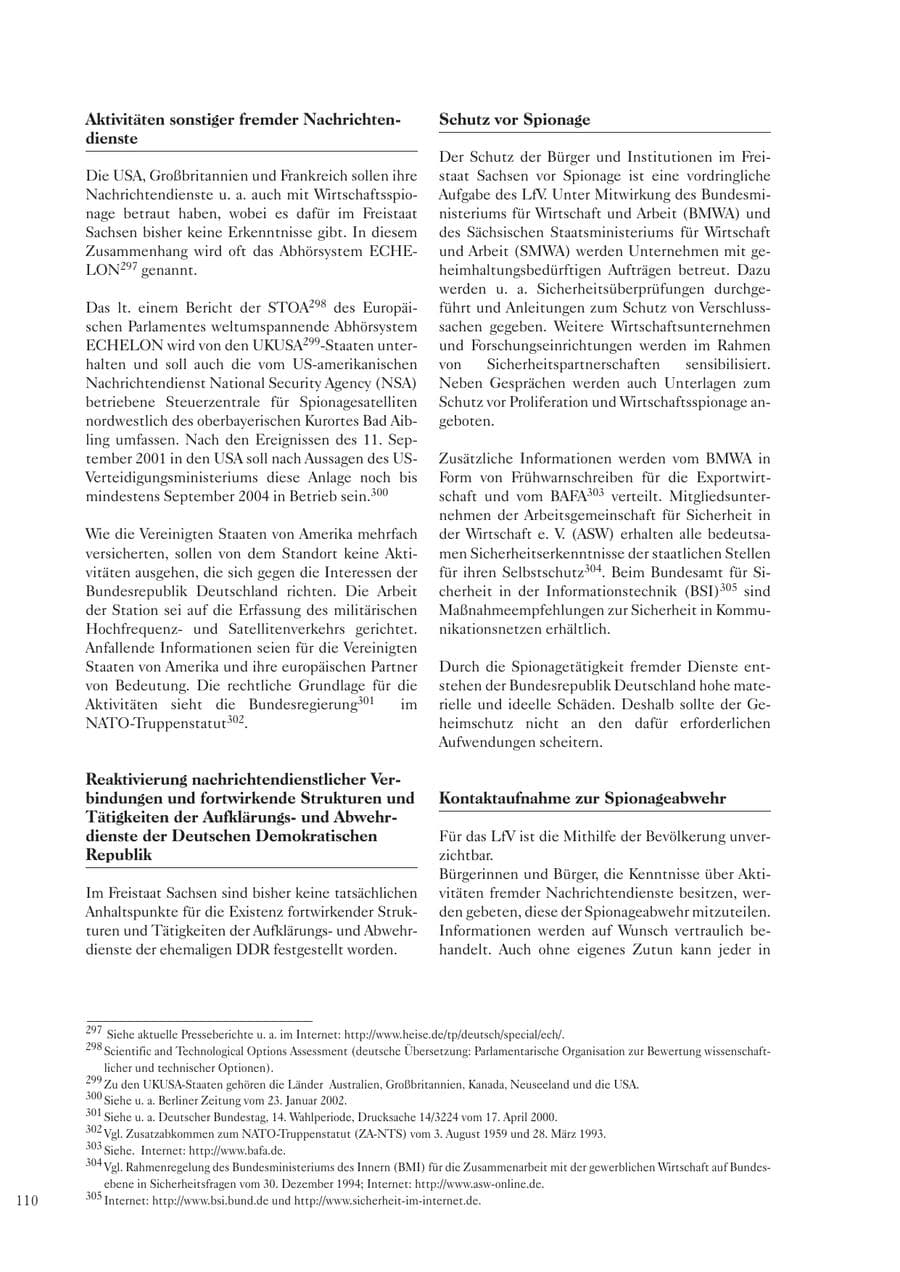 Seite 111 des Verfassungsschutzbericht 2003 Sachsen