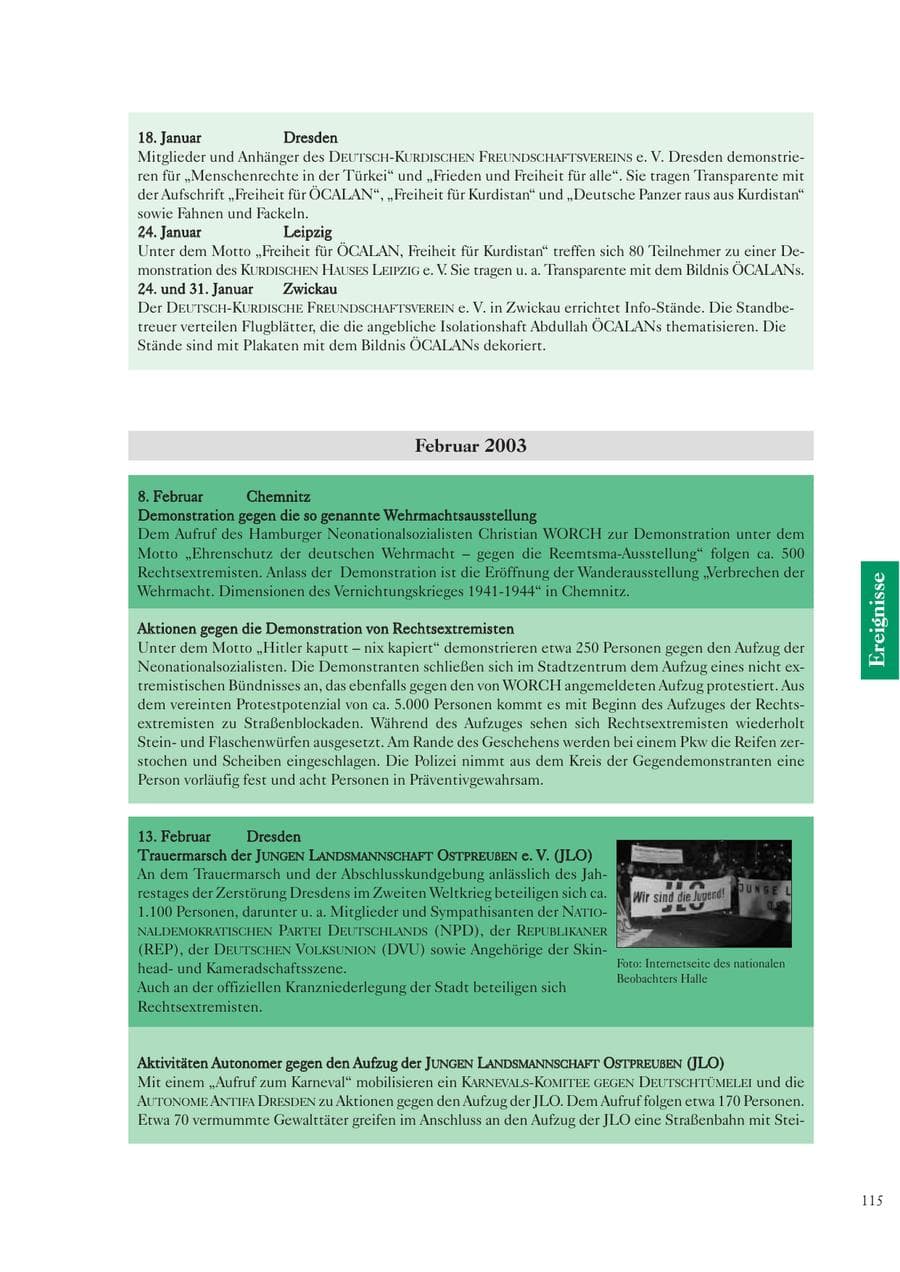 Seite 116 des Verfassungsschutzbericht 2003 Sachsen