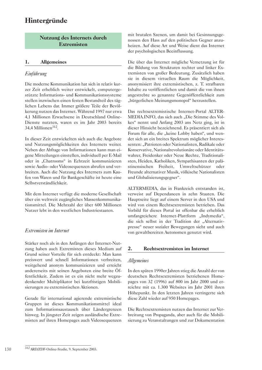 Seite 131 des Verfassungsschutzbericht 2003 Sachsen