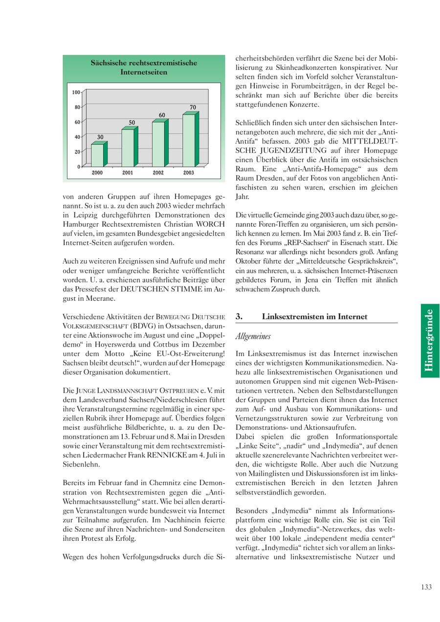 Seite 133 des Verfassungsschutzbericht 2003 Sachsen