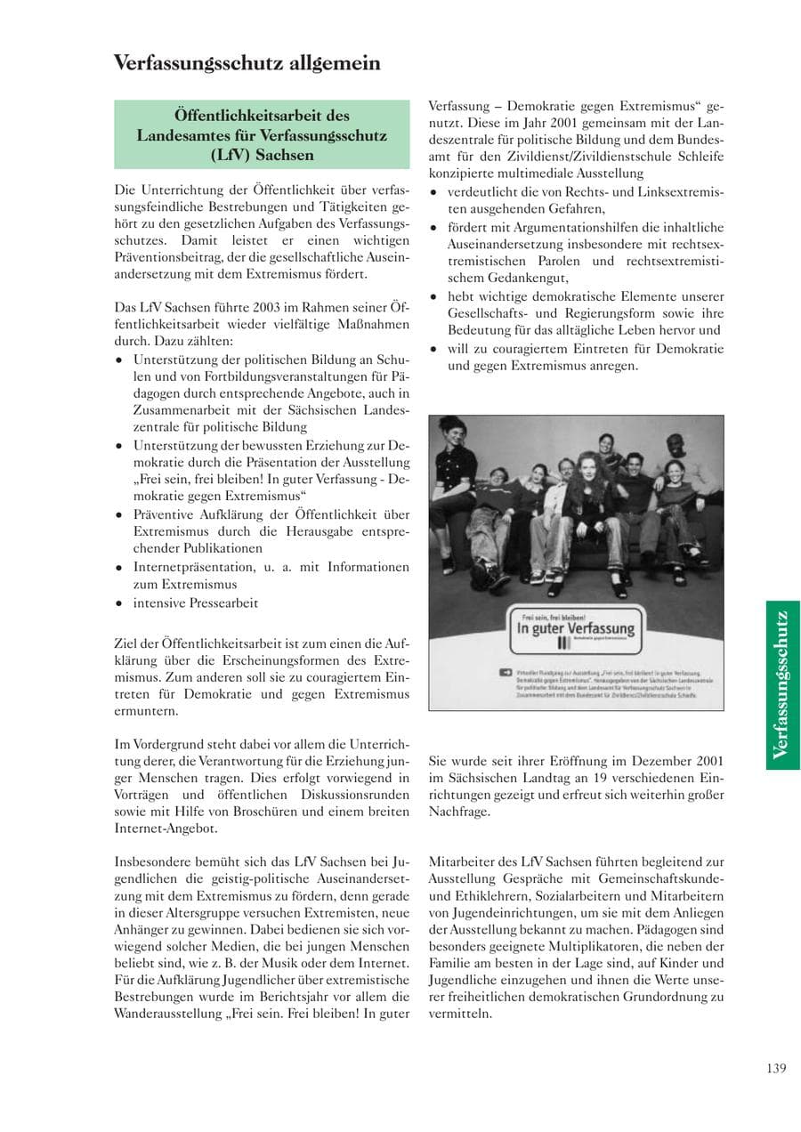 Seite 139 des Verfassungsschutzbericht 2003 Sachsen