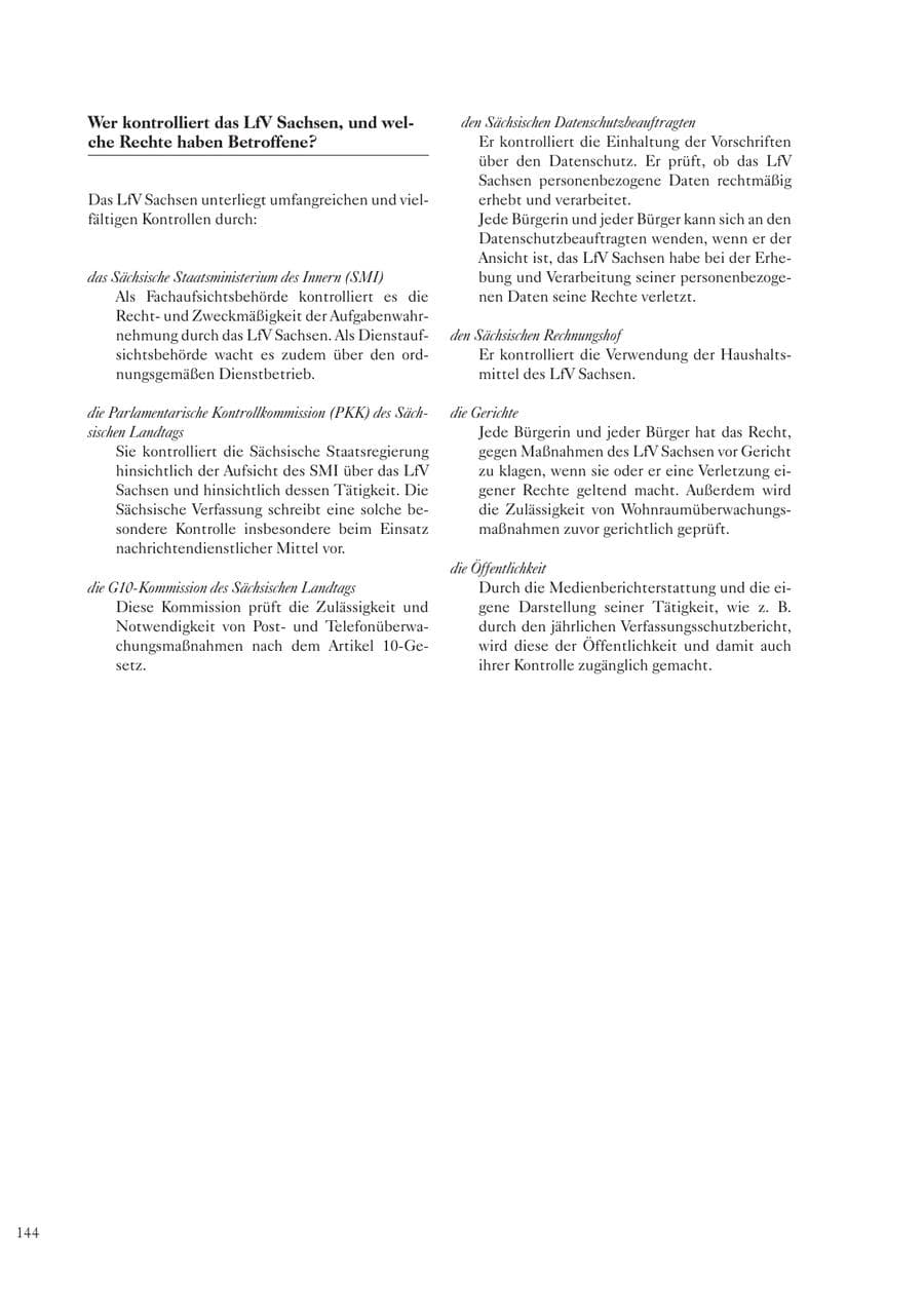 Seite 144 des Verfassungsschutzbericht 2003 Sachsen