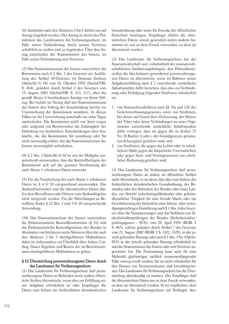 Seite 152 des Verfassungsschutzbericht 2003 Sachsen