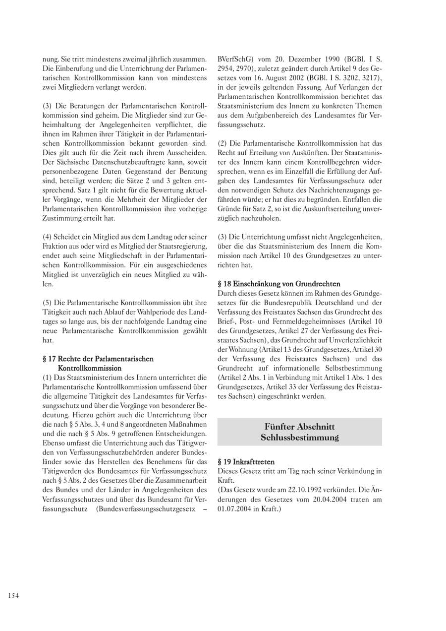 Seite 154 des Verfassungsschutzbericht 2003 Sachsen