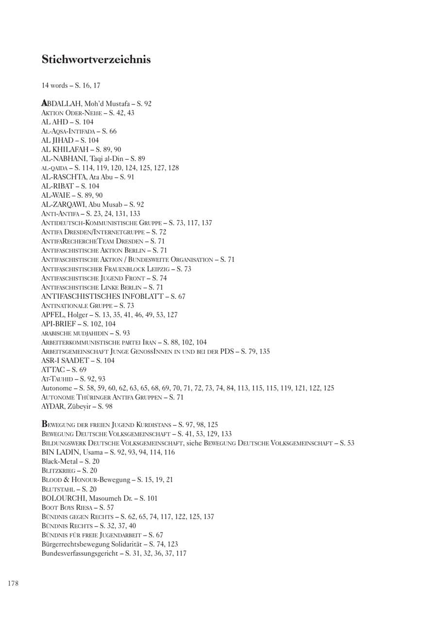 Seite 178 des Verfassungsschutzbericht 2003 Sachsen