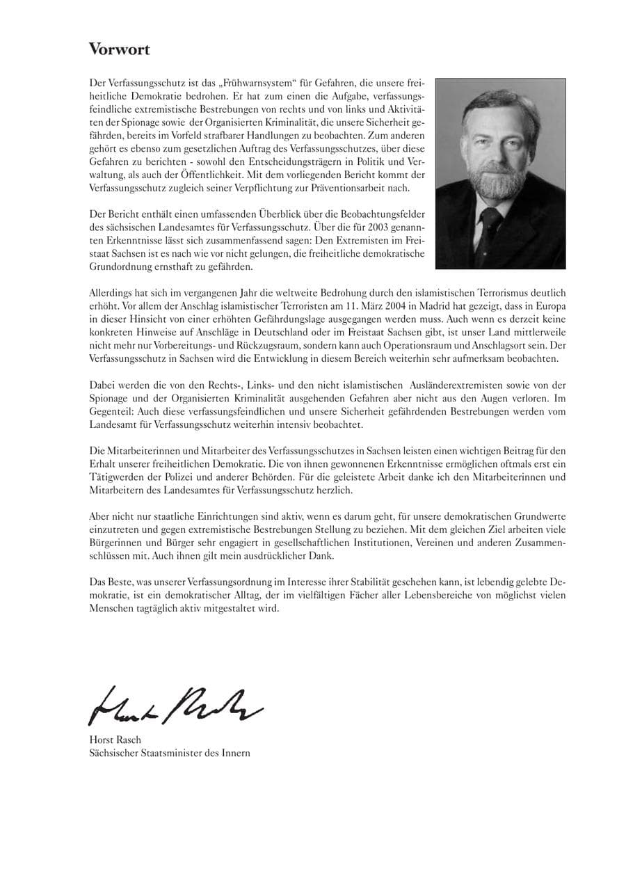 Seite 3 des Verfassungsschutzbericht 2003 Sachsen