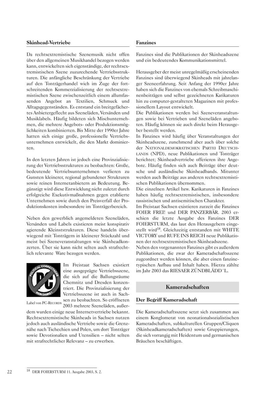 Seite 24 des Verfassungsschutzbericht 2003 Sachsen