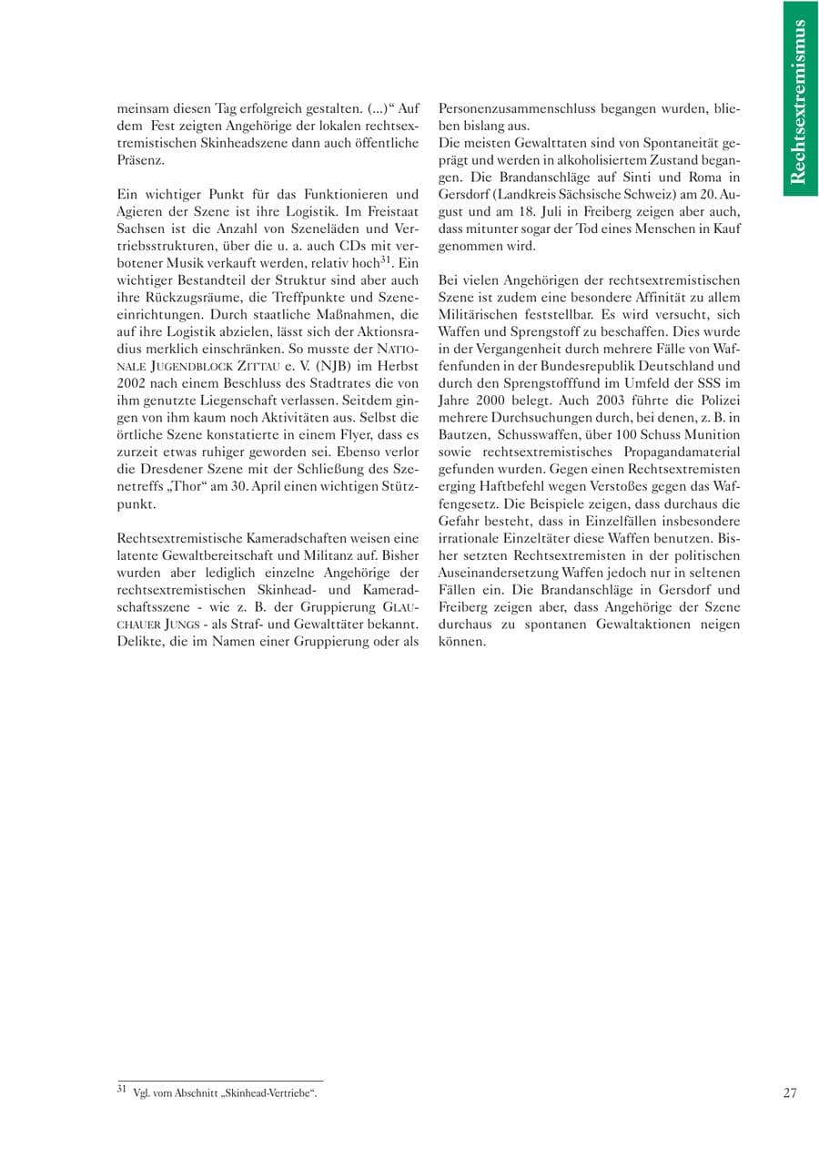 Seite 28 des Verfassungsschutzbericht 2003 Sachsen