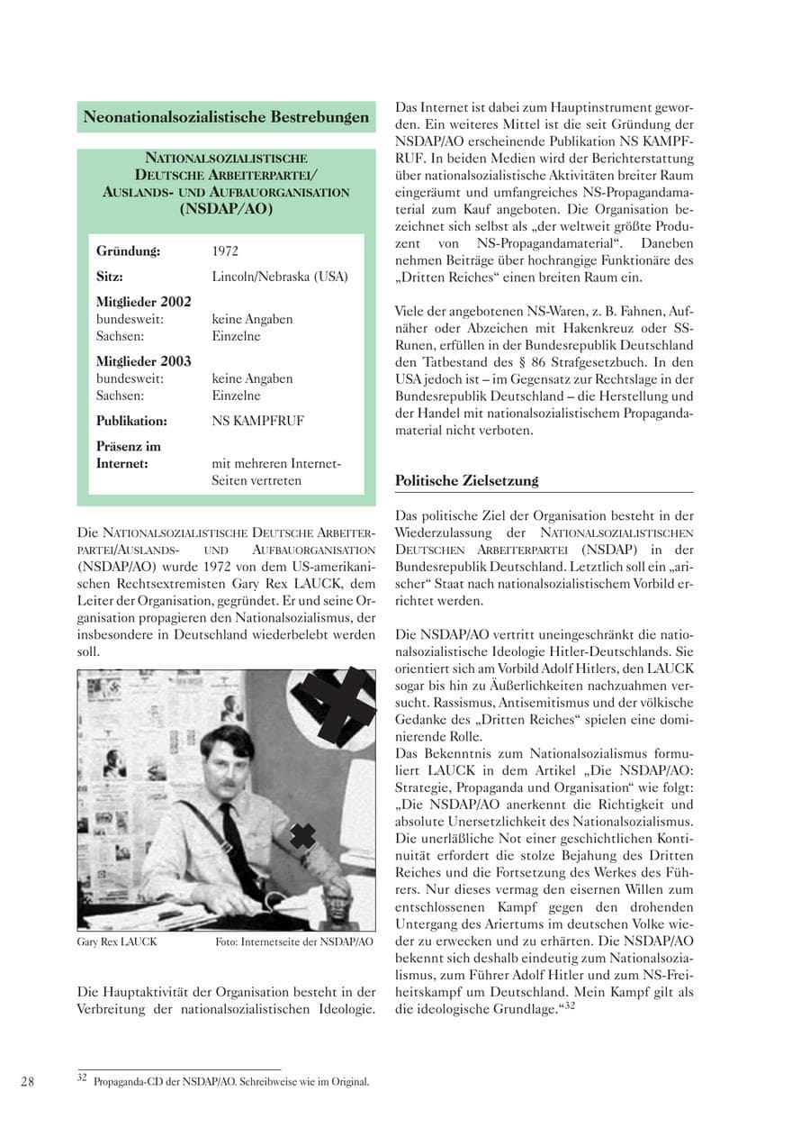 Seite 29 des Verfassungsschutzbericht 2003 Sachsen