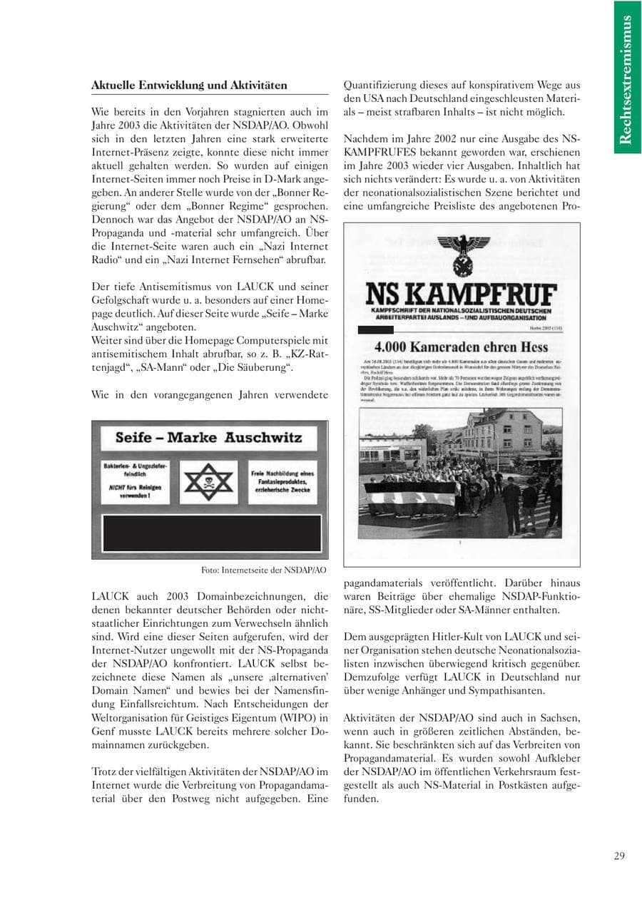 Seite 30 des Verfassungsschutzbericht 2003 Sachsen
