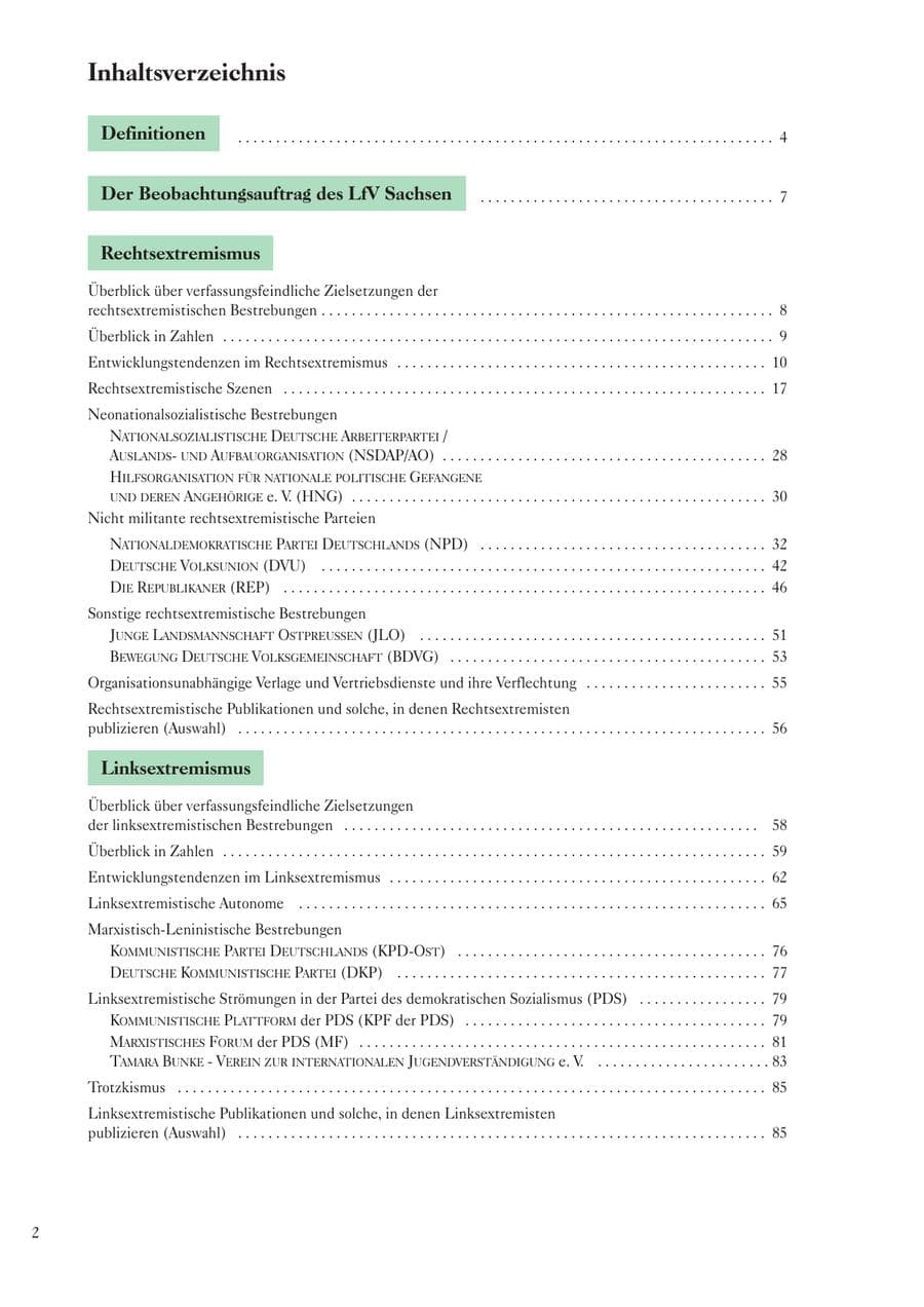Seite 4 des Verfassungsschutzbericht 2003 Sachsen
