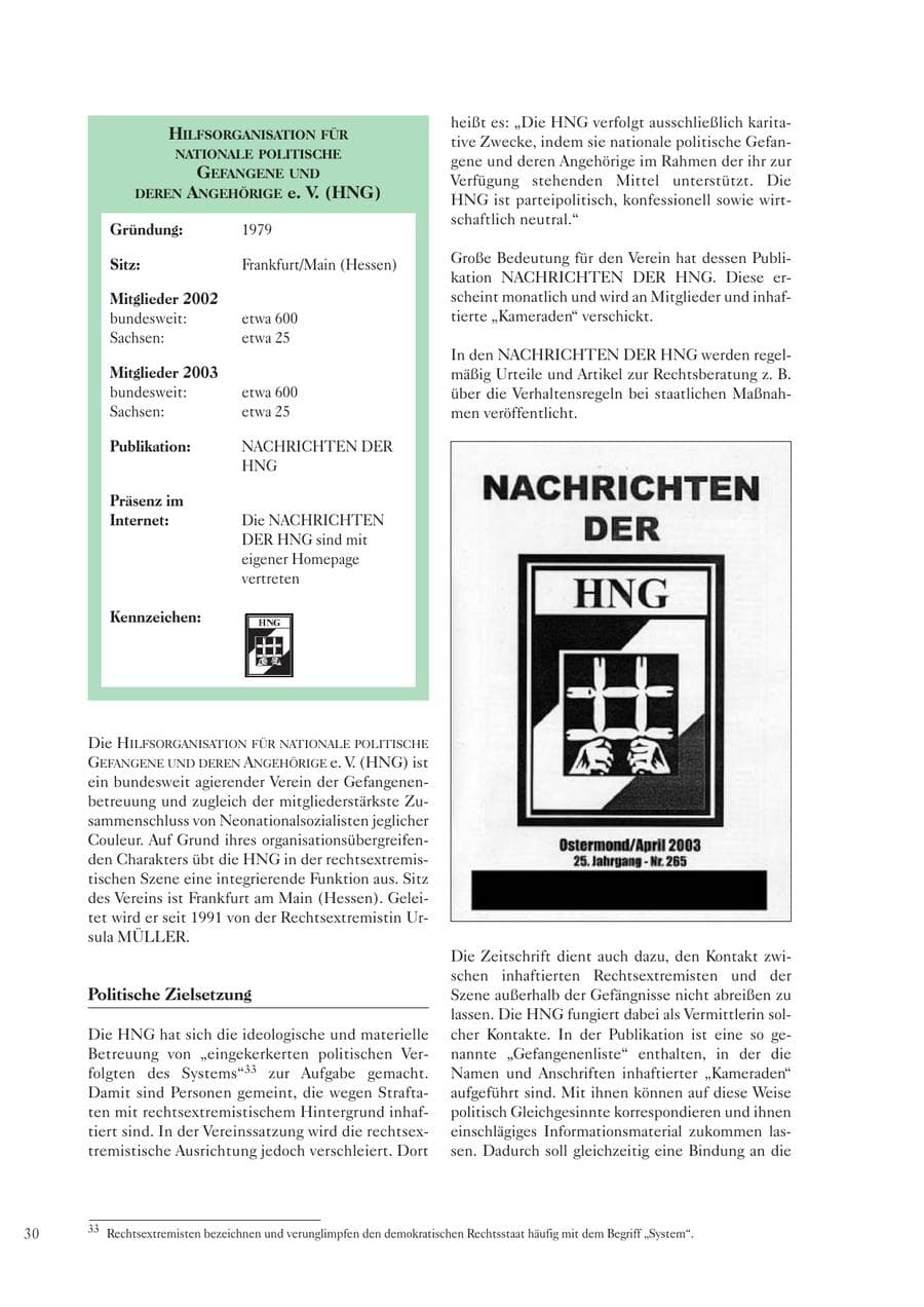 Seite 31 des Verfassungsschutzbericht 2003 Sachsen