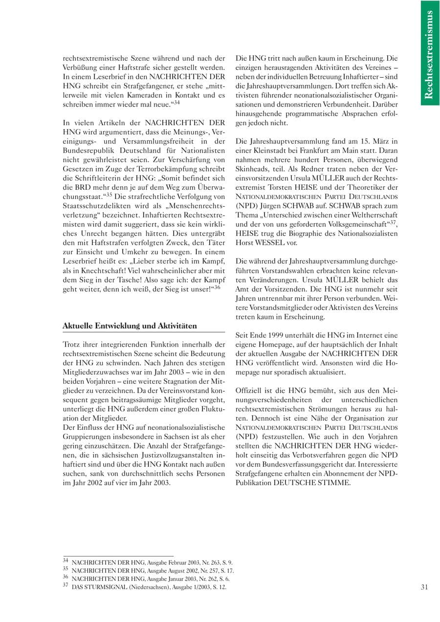 Seite 32 des Verfassungsschutzbericht 2003 Sachsen