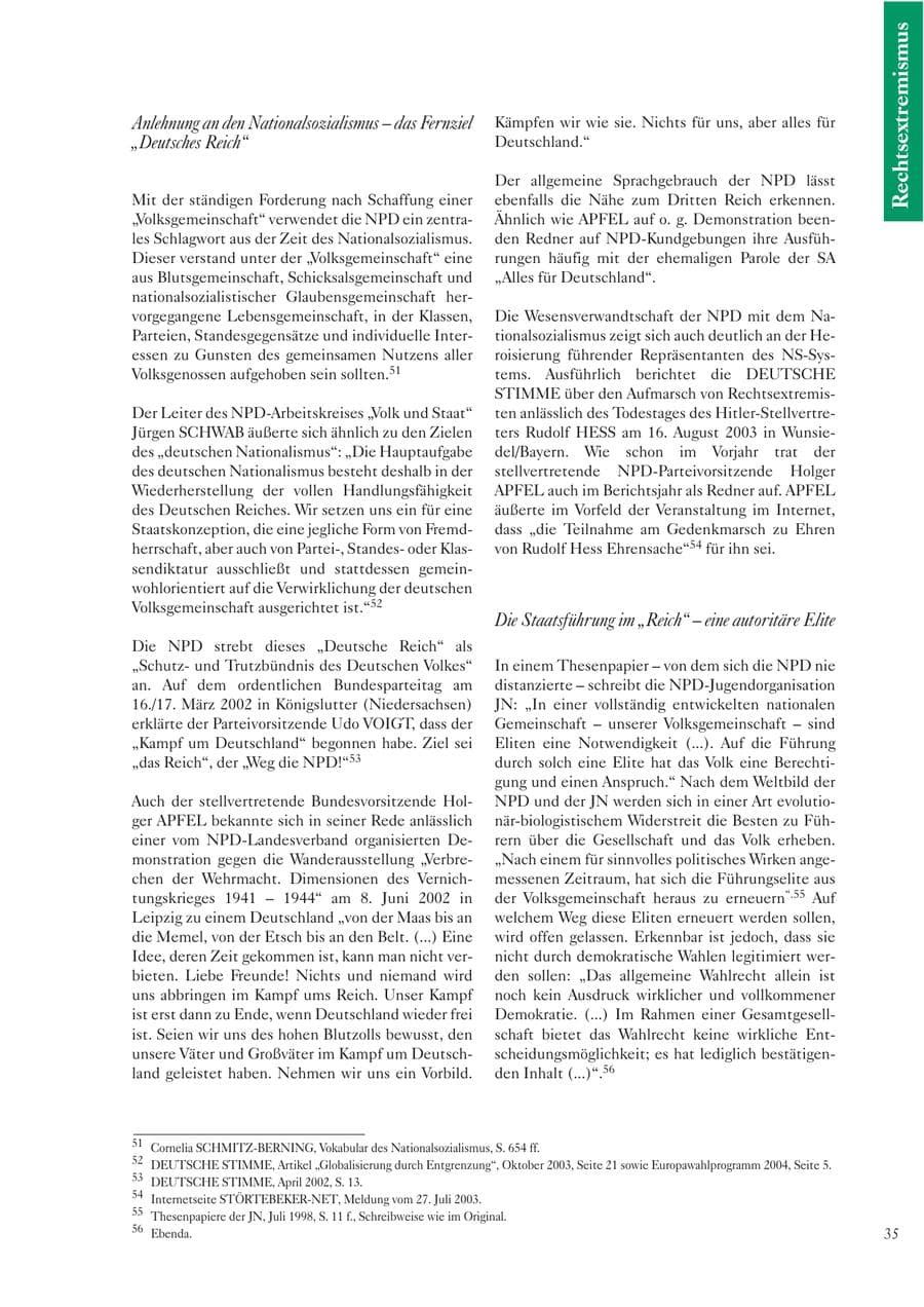 Seite 36 des Verfassungsschutzbericht 2003 Sachsen