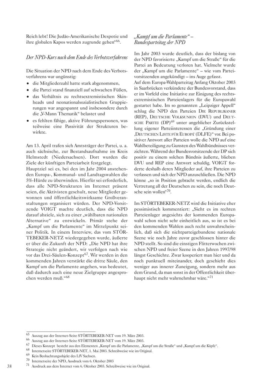 Seite 39 des Verfassungsschutzbericht 2003 Sachsen