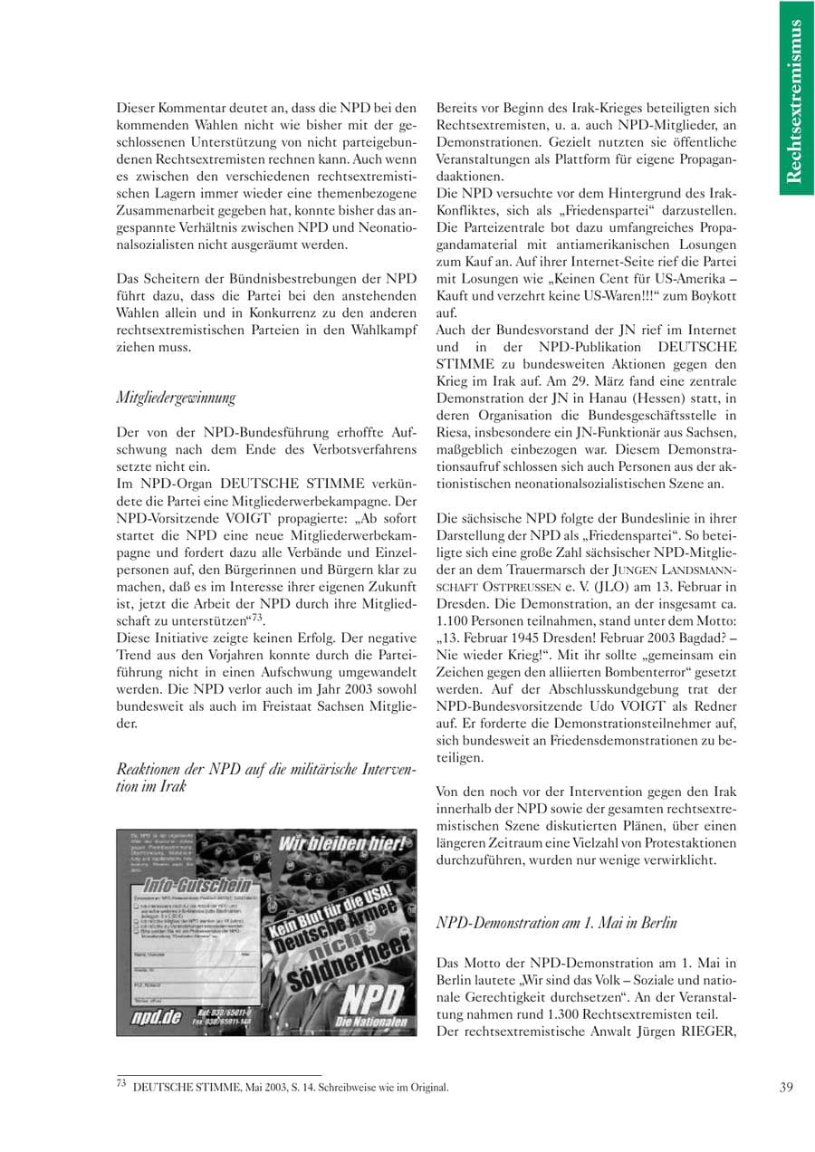 Seite 40 des Verfassungsschutzbericht 2003 Sachsen