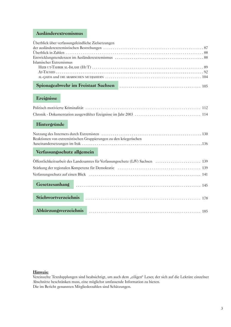Seite 5 des Verfassungsschutzbericht 2003 Sachsen