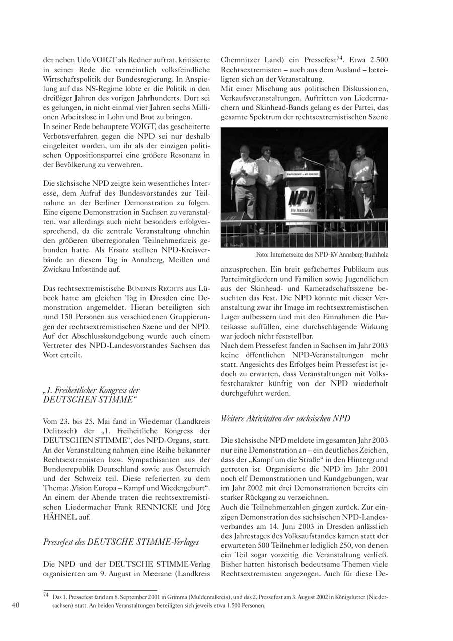 Seite 41 des Verfassungsschutzbericht 2003 Sachsen