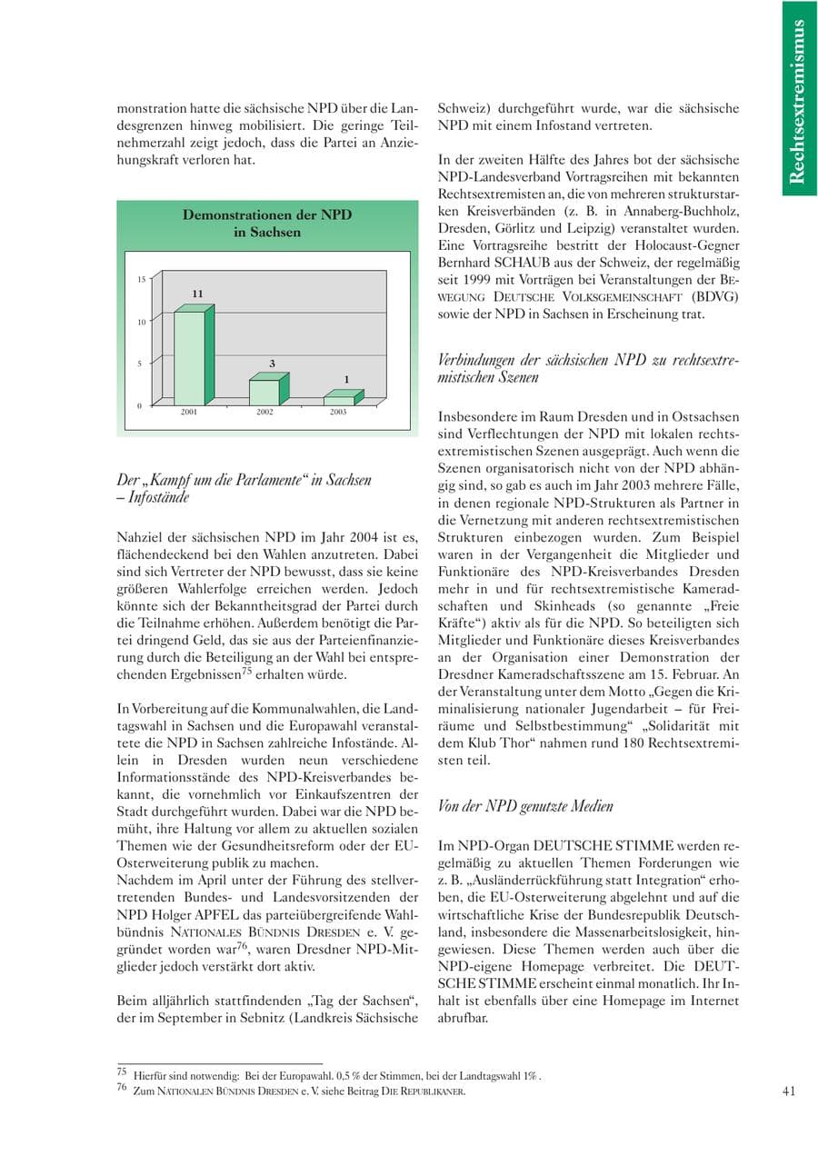 Seite 42 des Verfassungsschutzbericht 2003 Sachsen