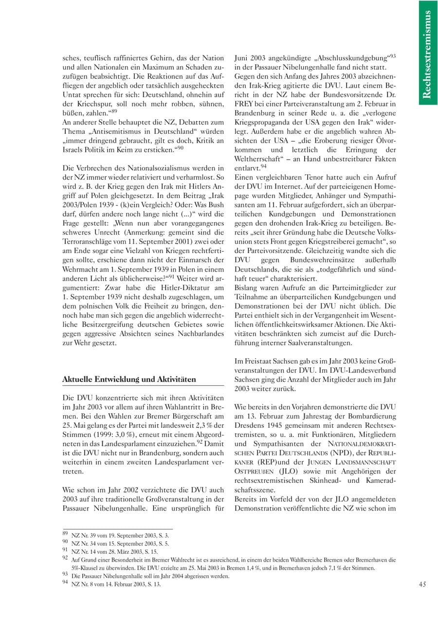 Seite 46 des Verfassungsschutzbericht 2003 Sachsen