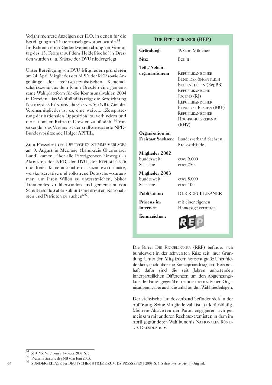 Seite 47 des Verfassungsschutzbericht 2003 Sachsen