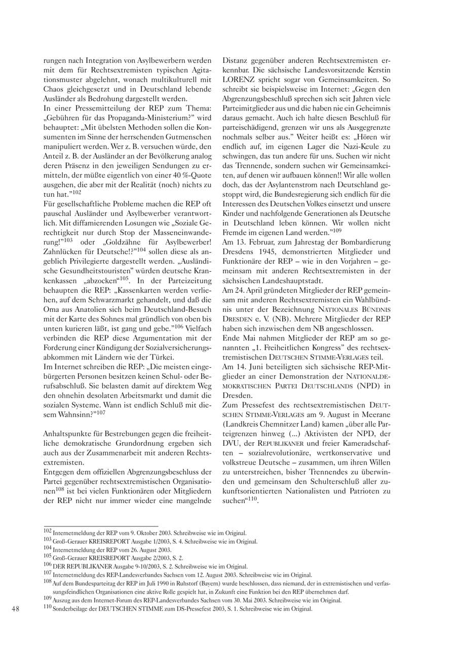 Seite 49 des Verfassungsschutzbericht 2003 Sachsen